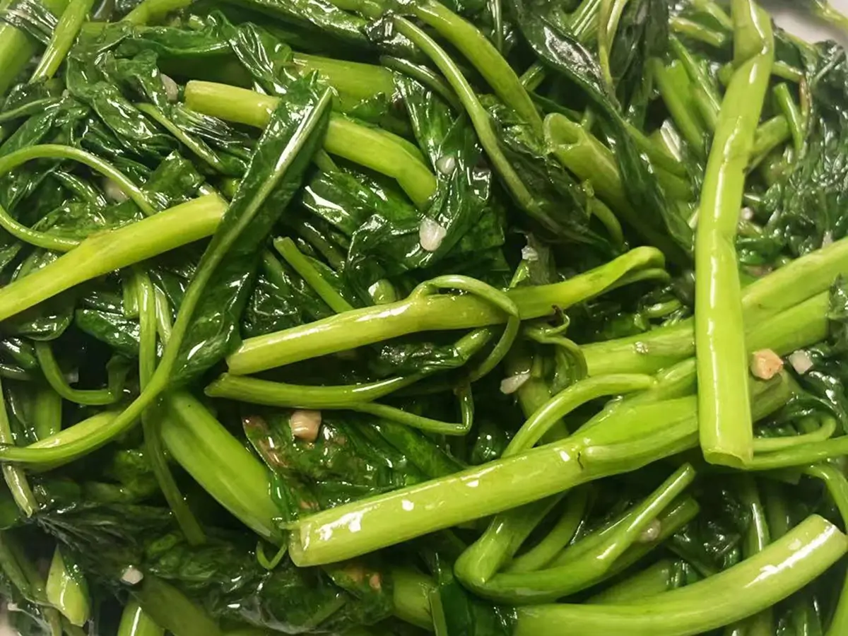 Hot-Wok-Cafe-Chinese-Restauran-Sautéed-Water-Spinach-with-Garlic-West-Windsor-Township Sautéed Water Spinach with Garlic at Hot Wok Cafe,a Chinese Restaurant in West Windsor Township